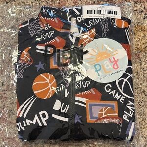 Little Sleepies Black Basketball Zip-Up Hoodie